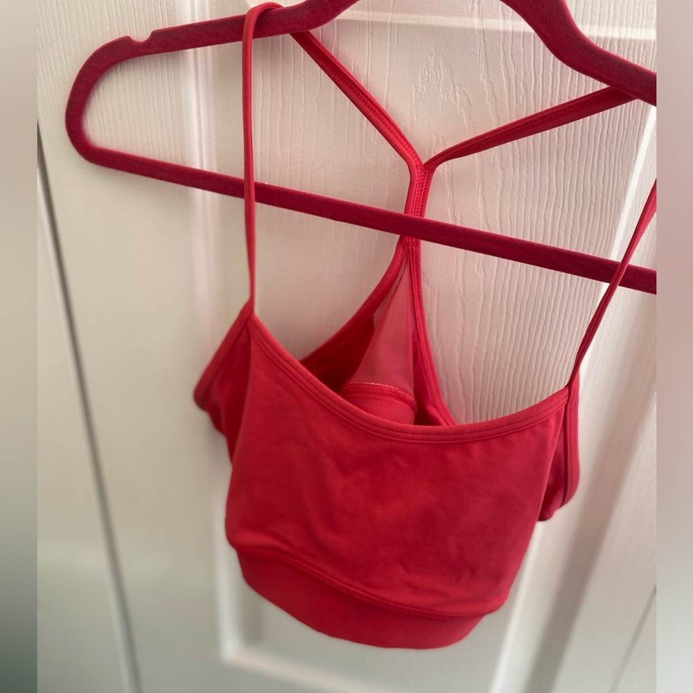 Size S Lululemon flow y nulu sports bra- pink/ red (watermelon)